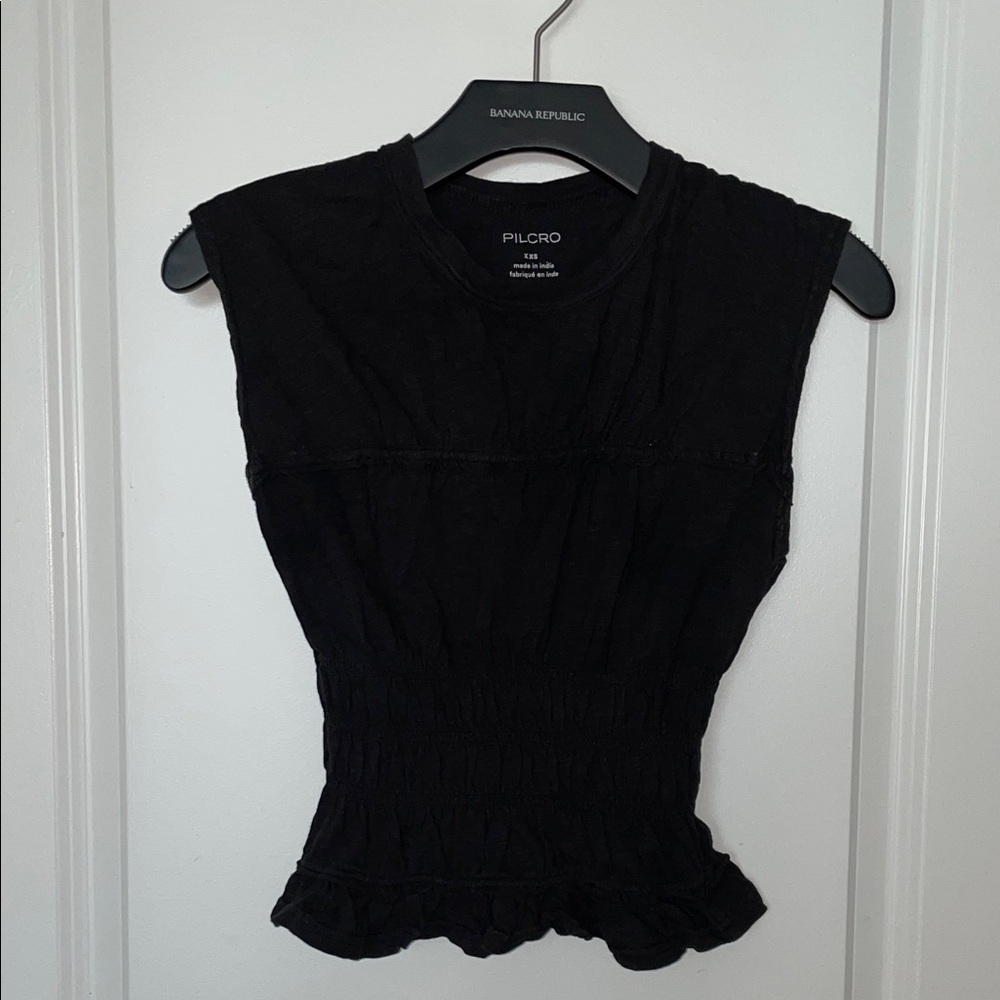 Pilcro Elegant Black Ruffled Blouse